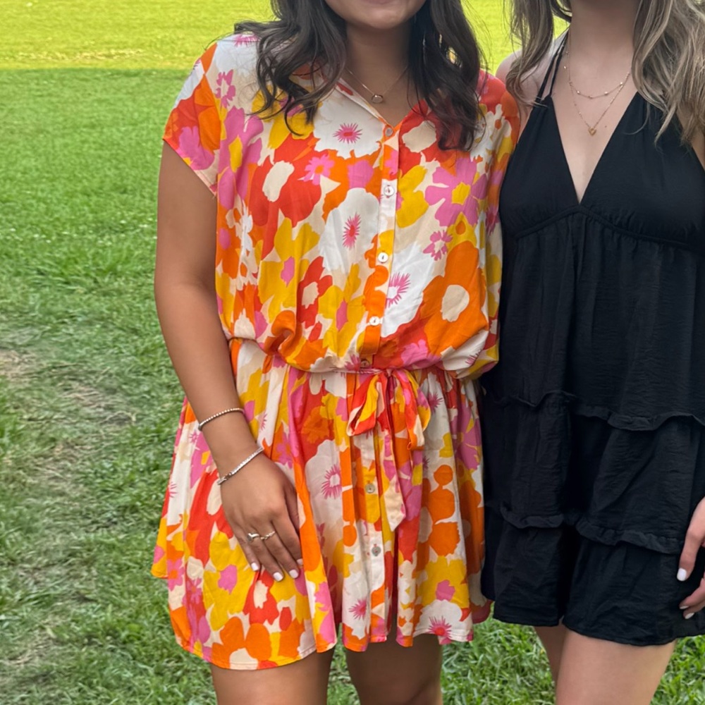 Vibrant Floral Button-Down Dress